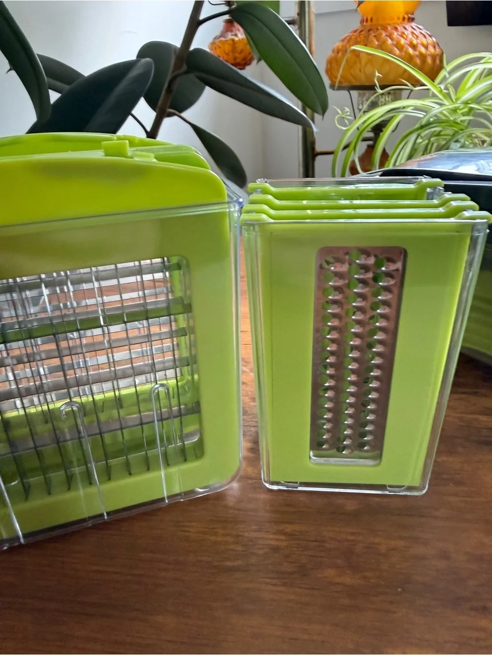 Mandoline Slicer and Interchangeable Blade Set - Green and Black